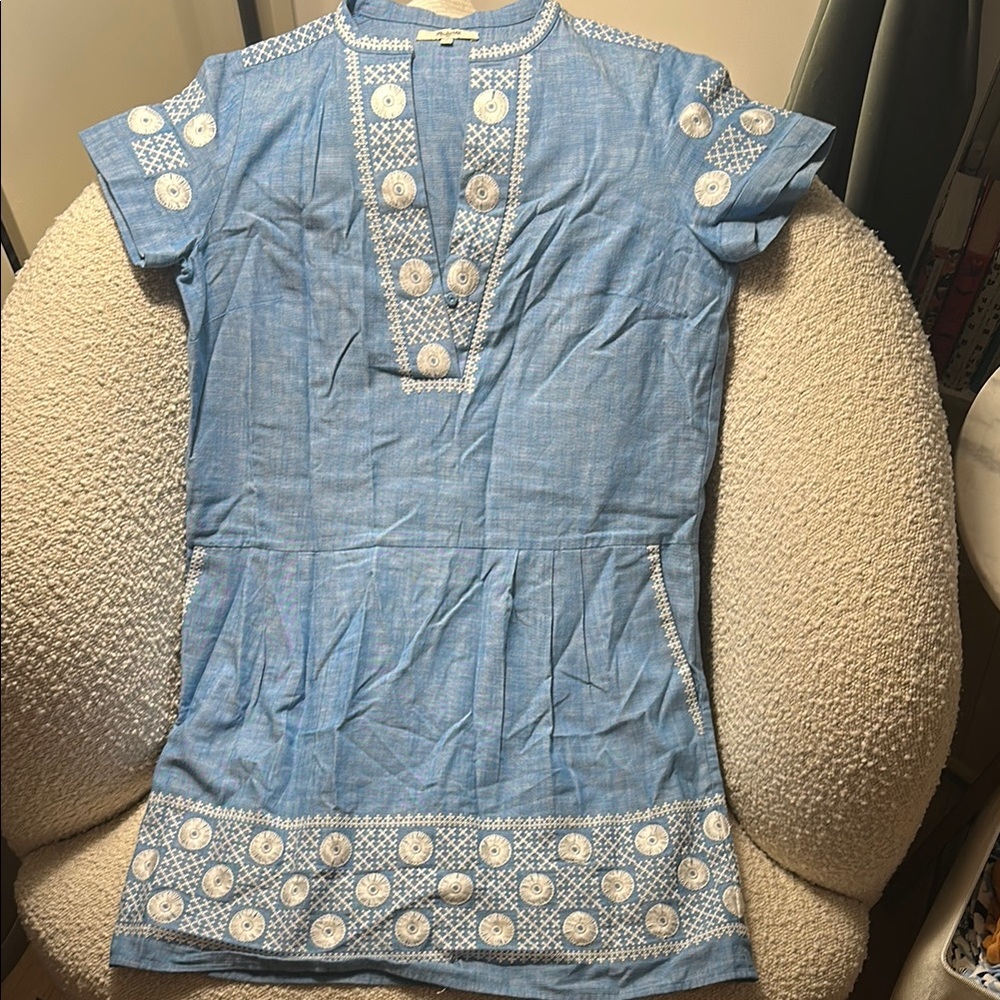 Chambray Embroidered Dress